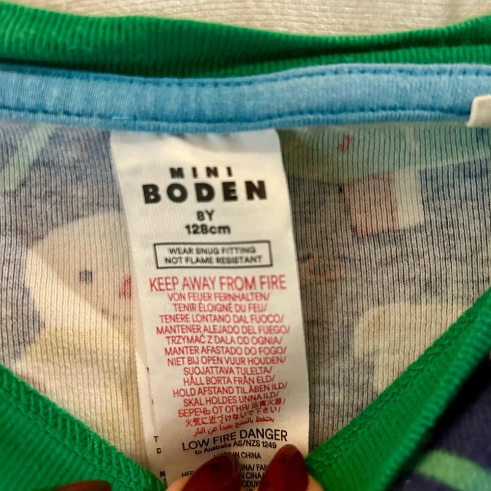 Mini Boden Snug Holiday Pajama Set - Blue Red 8 Unisex Christmas PJs